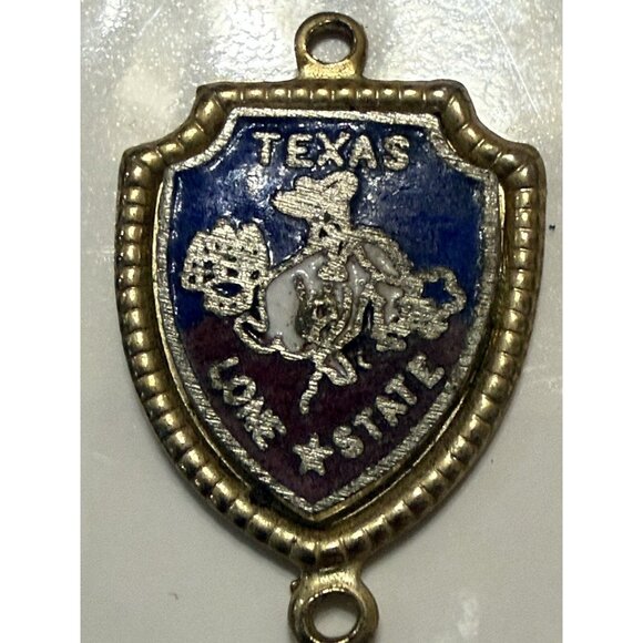 Vintage Texas Shield Pendant/Charm Gold tone - Picture 2 of 4